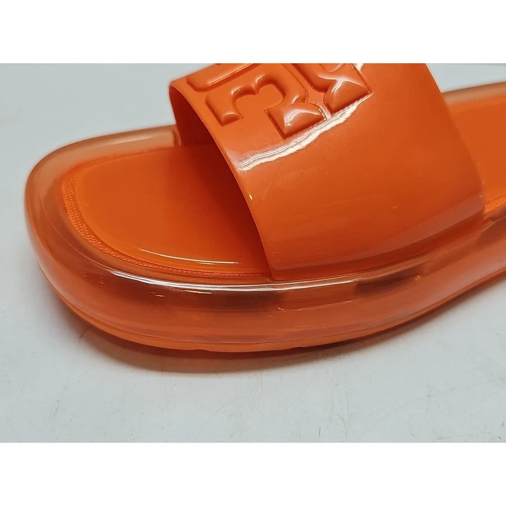 Tory Burch Bubble Jelly Slides Fluorescent Orange (Size 6B)